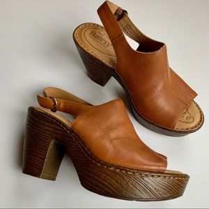 Born | Cognac Platform Peeptoe Heels 6